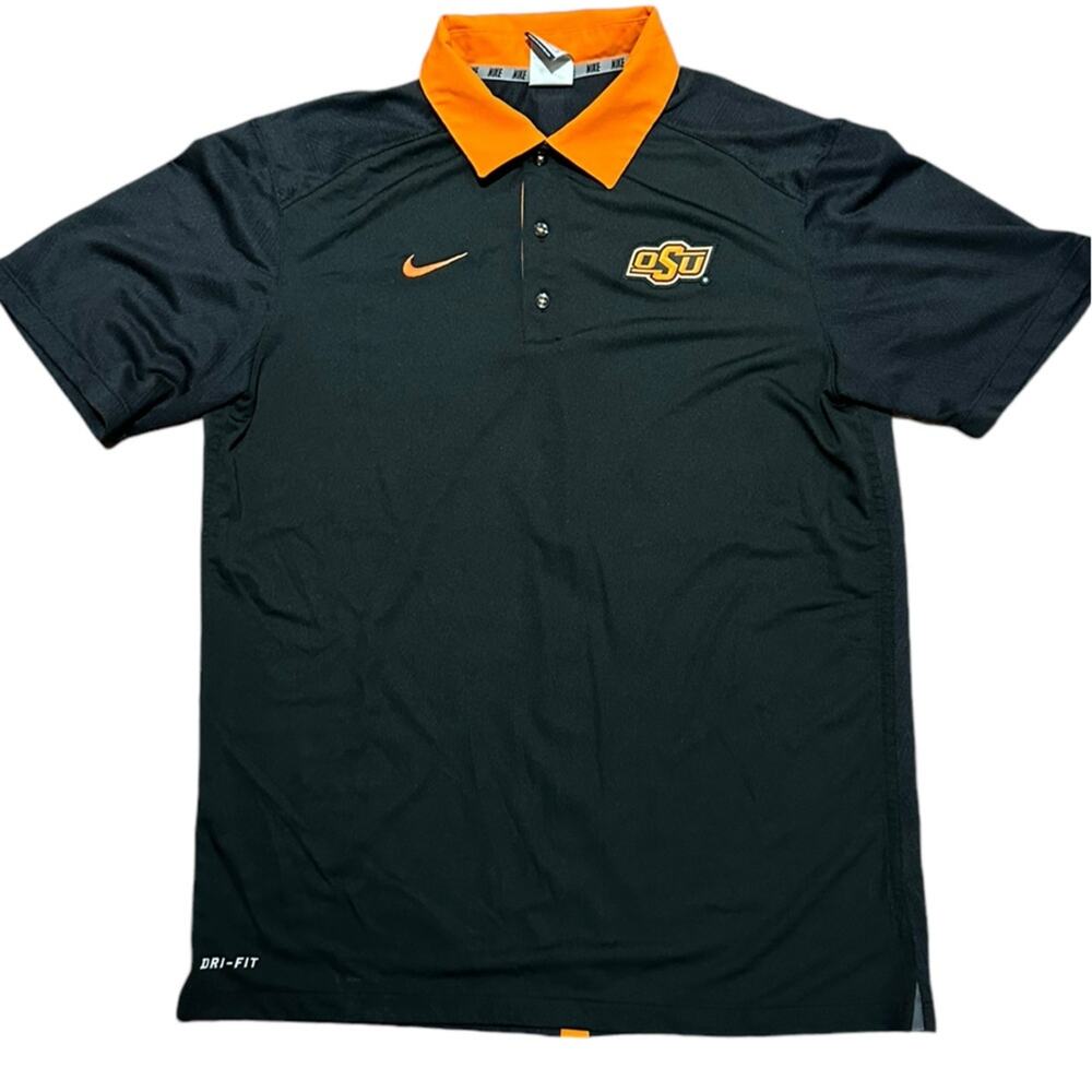OSU Oklahoma State University Black Short Sleeve Polo Shirt by Nike Medium